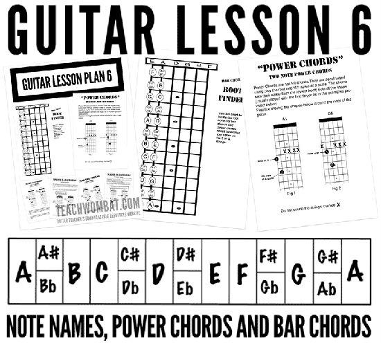 how to teach guitar bar chords and power chords