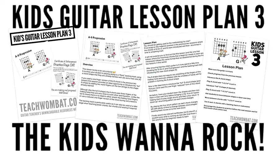  How to teach Children to Play Rock Guitar with A and G chords and a backing track