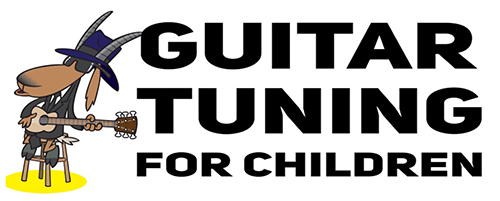 tuning a child's guitar before a lesson or practice session