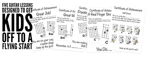 First five guitar lessons for kids