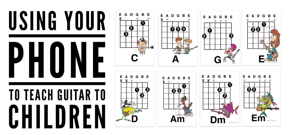 teaching kids to play guitar using mobile phone technology